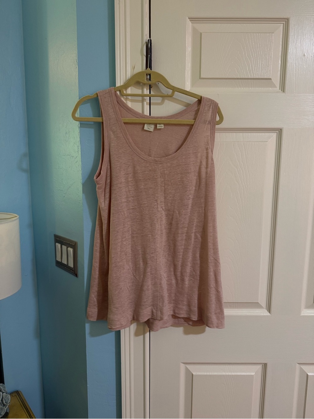 100% Linen Sleeveless Scoop Neck Tank Top - Dusty Pink